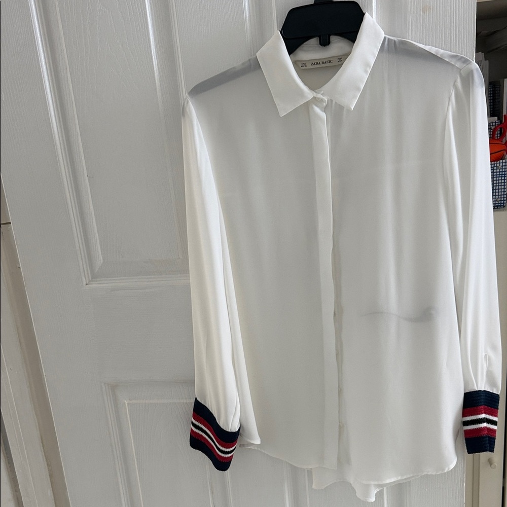 Zara Basic white button-down shirt , made in Spain - image 1